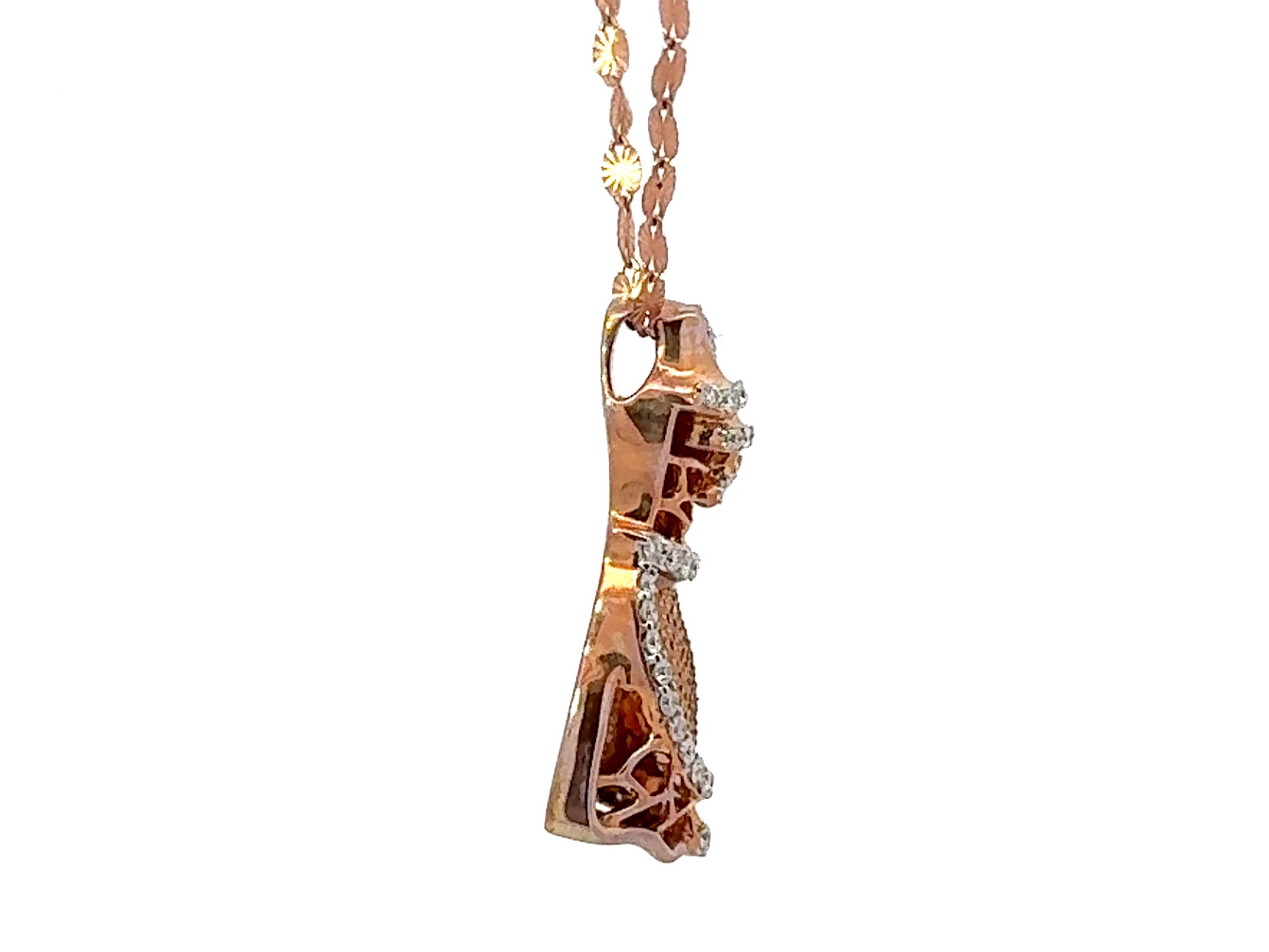 Diamond Dress Pendant Necklace 18k Rose Gold In New Condition For Sale In Honolulu, HI