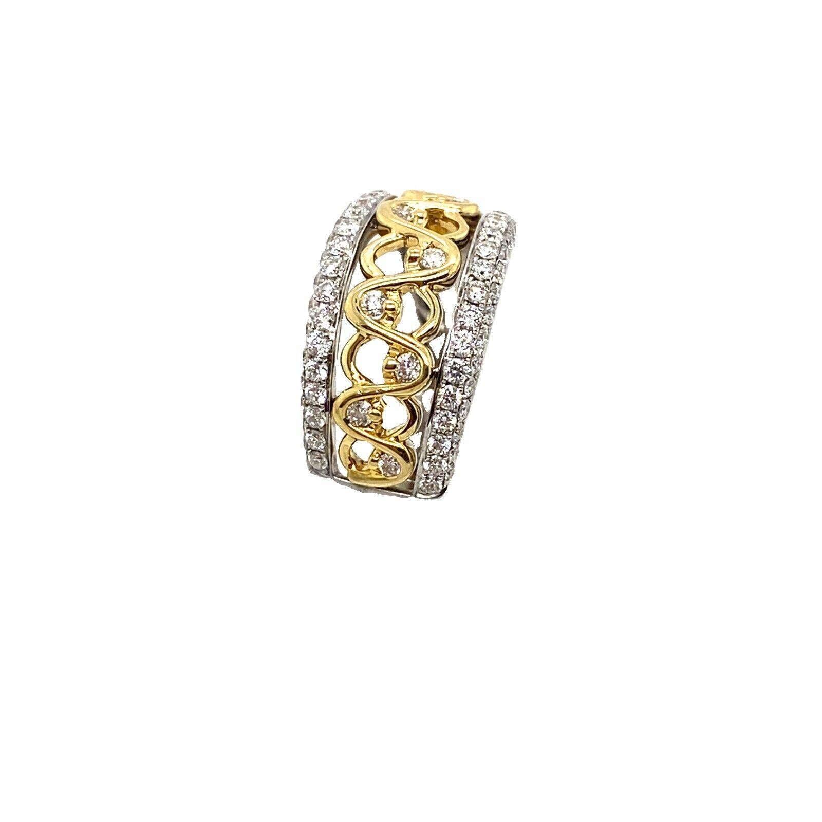 This gorgeous dress ring set is a perfect choice for those who love to shine. The ring set features a 1.30ct Diamond in total, with high polished edges in 18ct Yellow Gold & White Gold with matt finish.
This ring is elegant and