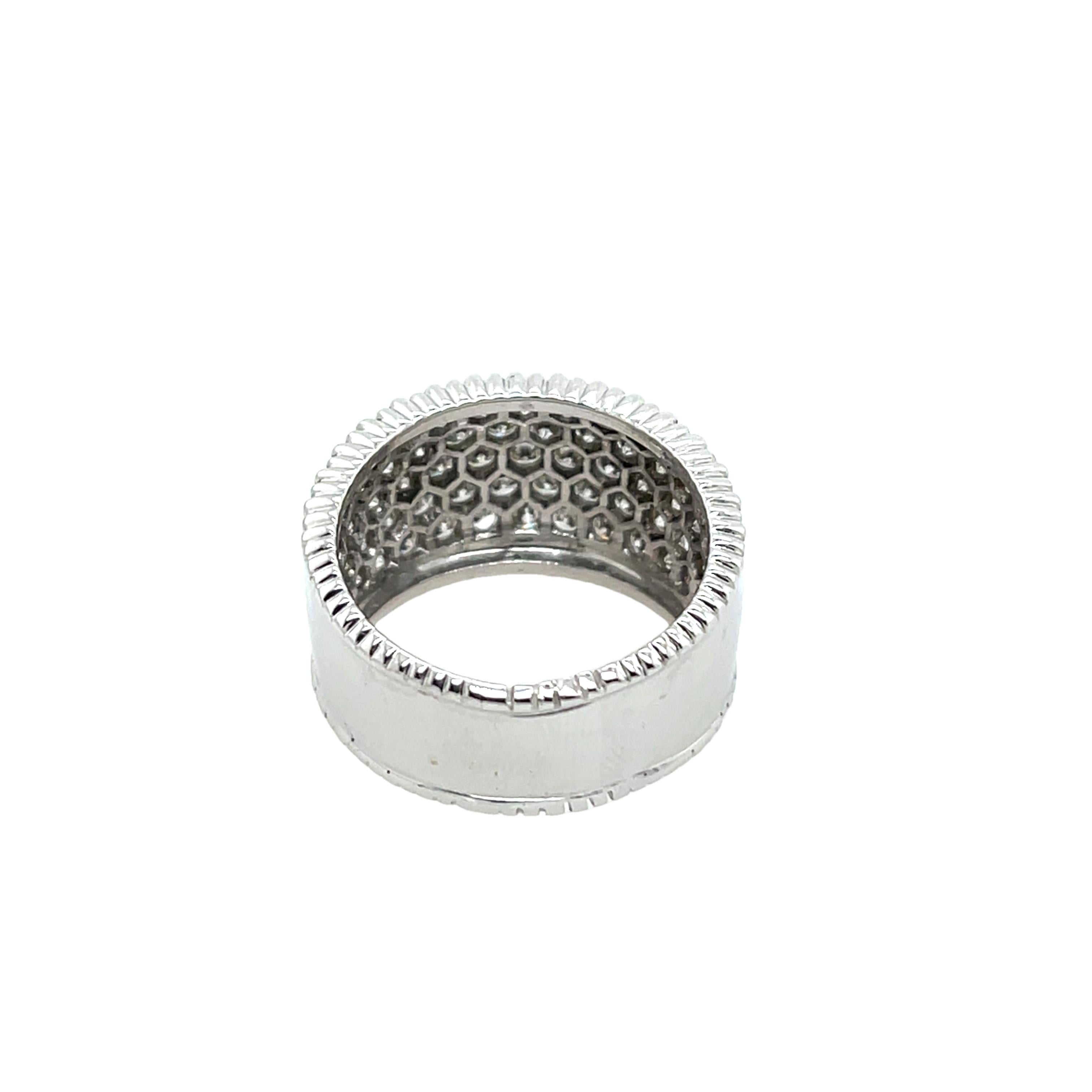 A breathtaking 5-row diamond dress ring crafted in 18ct white gold, set with 1.50ct of sparkling natural diamonds. The multi-row design creates a luxurious and bold statement, perfect for adding elegance to any outfit. This stunning ring showcases