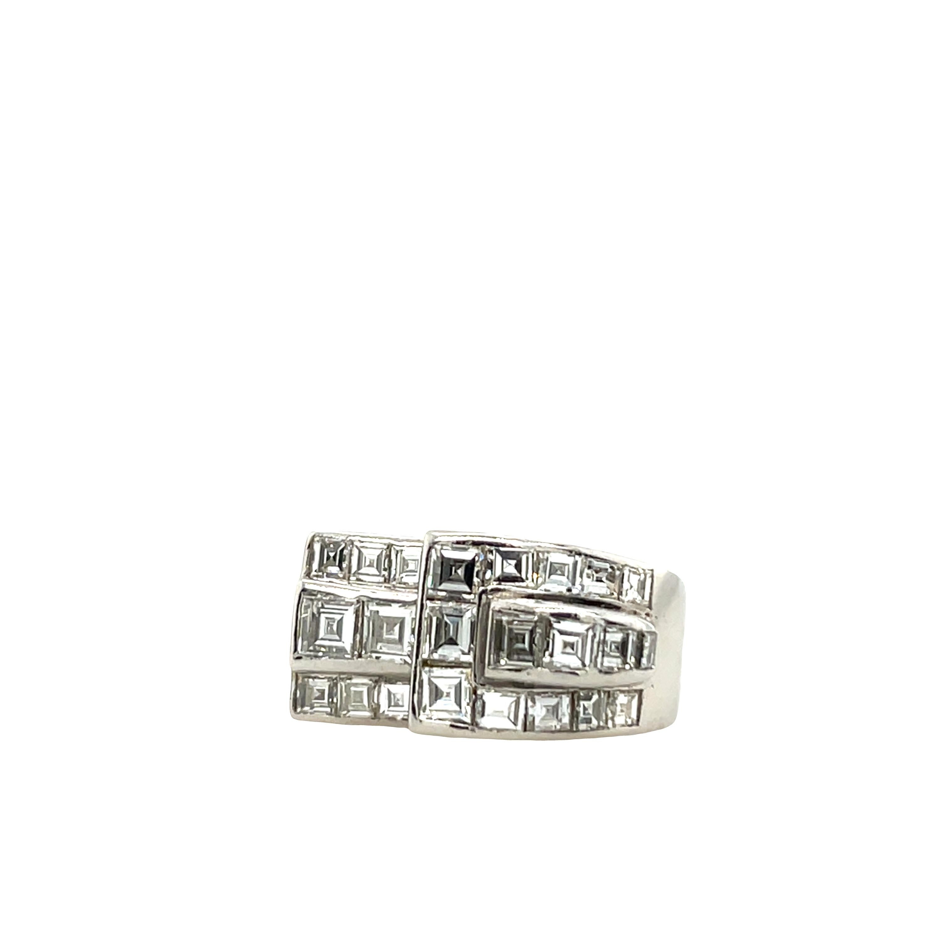 A timeless platinum diamond dress ring, 
set with 2.50ct of natural asscher cut diamonds in a sparkling arrangement. 
The cluster design enhances brilliance, 
creating a dazzling effect that radiates elegance and sophistication.

Total Diamond