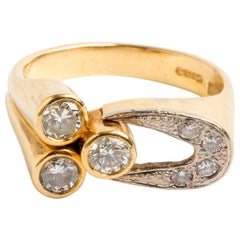 Diamond Dress Ring, Total Est .70 Carat, 14 Karat Yellow Goldm H/M London, 2019