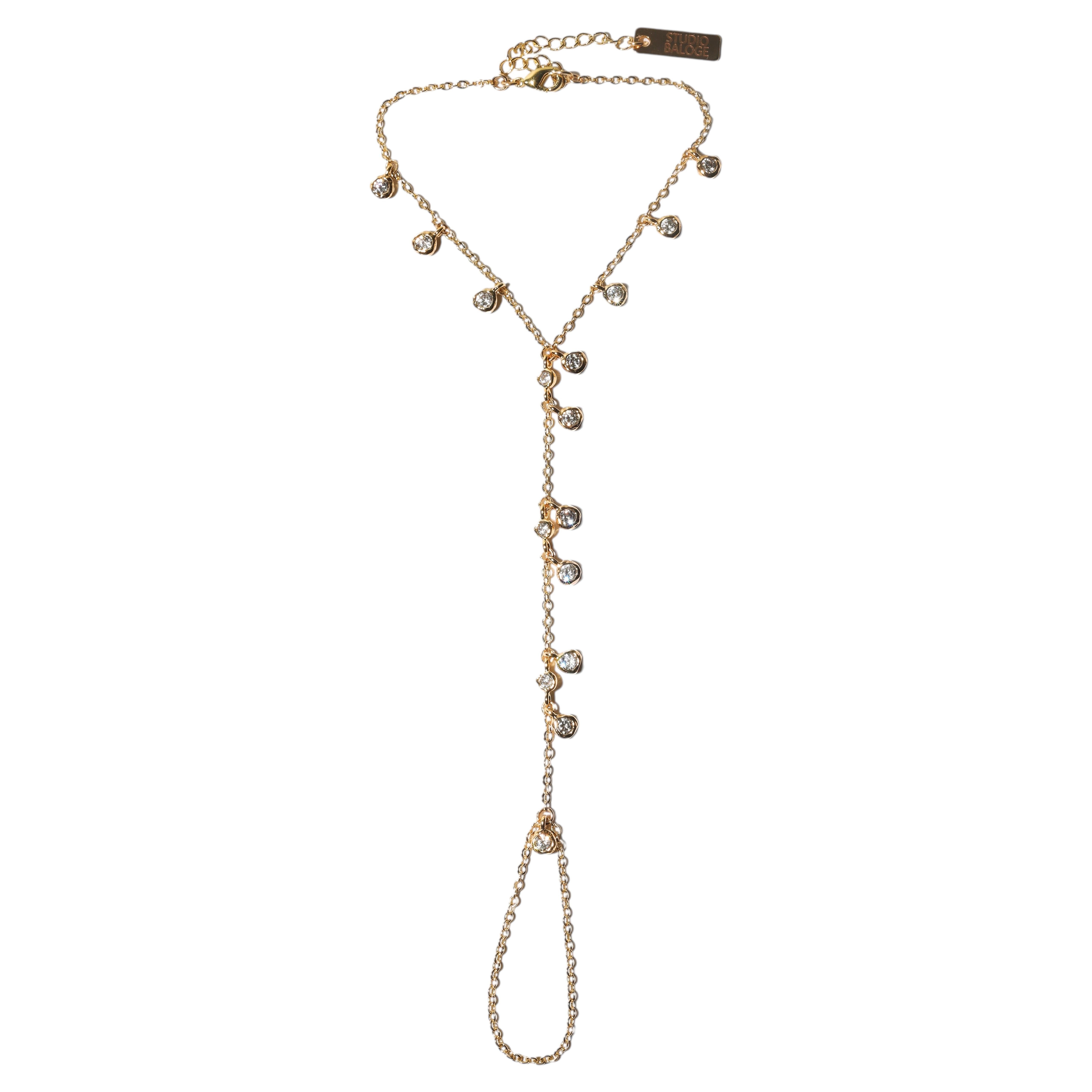 Diamond Drift 14K Gold-Filled Hand Chain with Cascading Crystal Drops