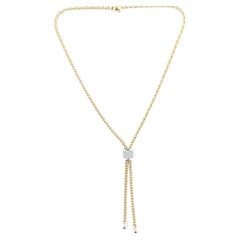 Diamond Drop 14 Karat Yellow 
White Gold Bead Necklace