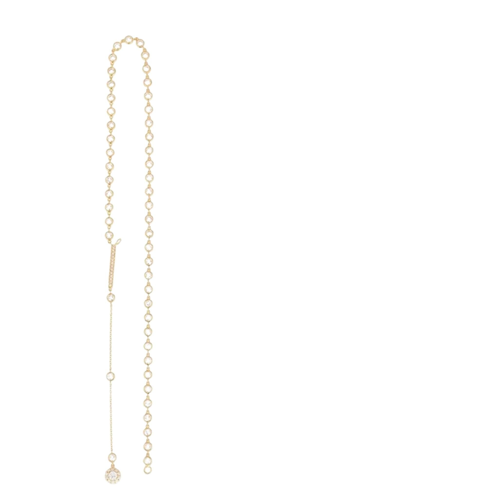 3.12ct Diamond 14K Gold Drop Lariat Necklace