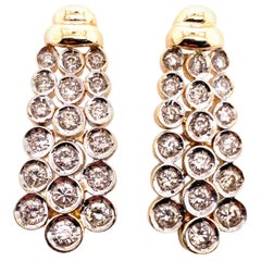 Diamond Drop Bezel Set Earrings 14 Karat Two-Tone Gold