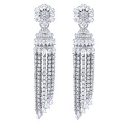Diamond Drop Chandelier Earrings Dangle Style 16.12 Carat in 18 Karat White Gold