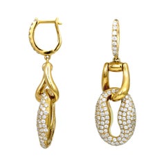 Diamond Drop Dangle Earrings 14 Karat Gold
