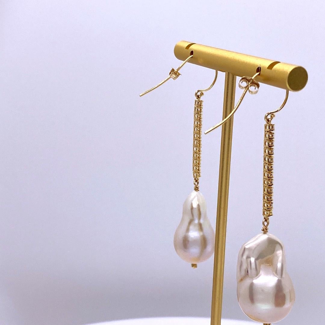 Baroque Diamond Drop Earring For Sale