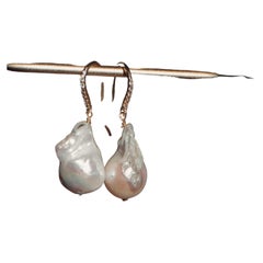 Diamond Drop Earring with Baroque Pearl