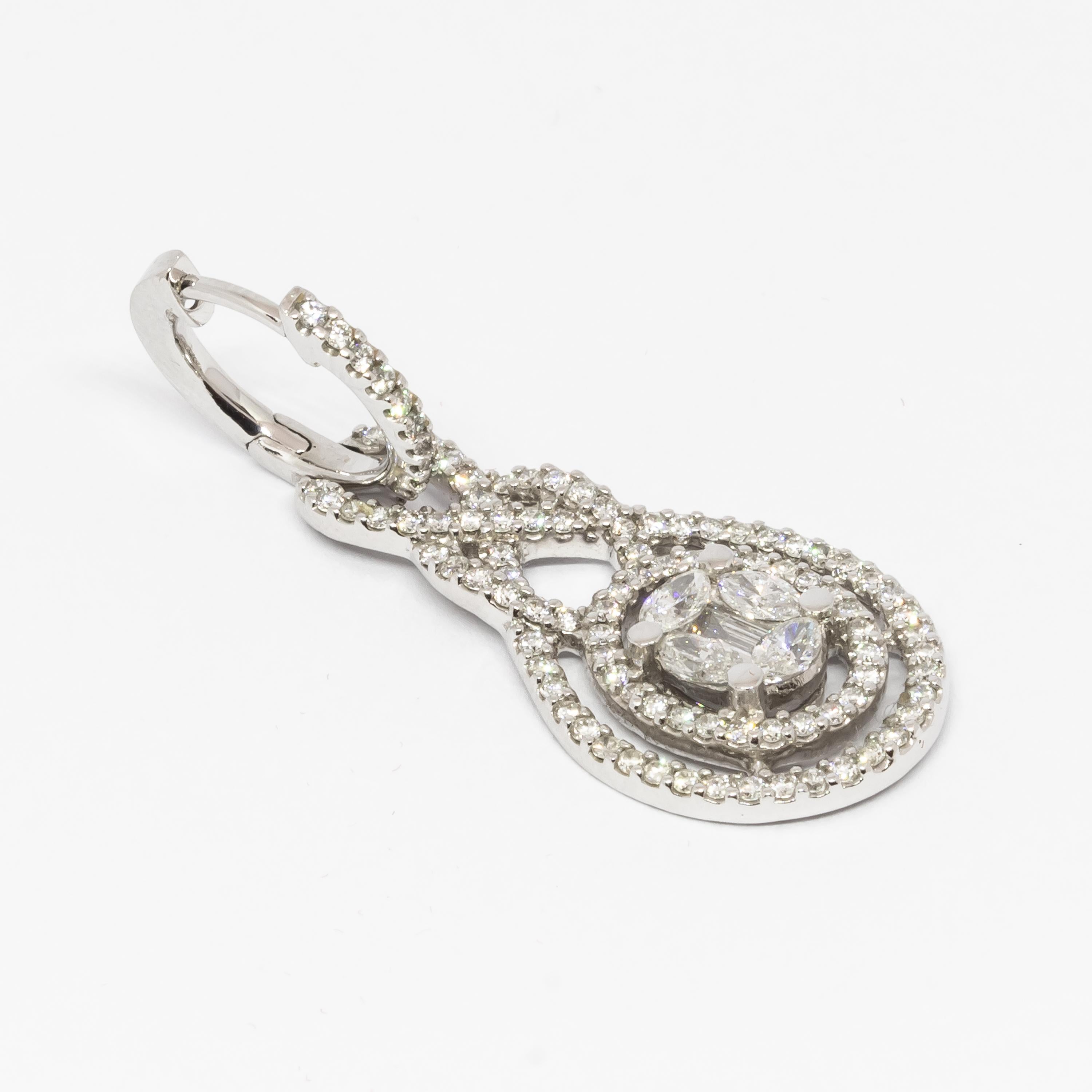 Brilliant Cut Diamond Drop Earrings, 1.69 Carat For Sale