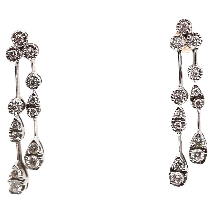 Diamond Drop Earrings 18K White Gold, 2000
