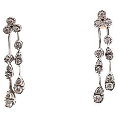 Boucles d'oreilles pendantes en diamant, or blanc 18K, 2000