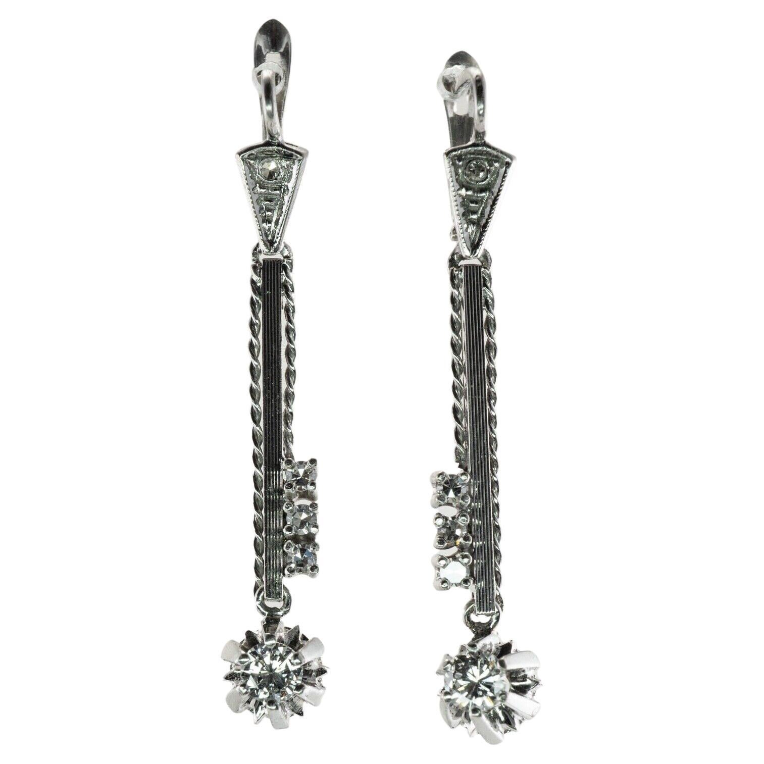 18k White Gold Amethyst and Multi Stone and Diamond Dangle Drop