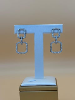 Contemporary Solid 18K White Gold 2.48ct Natural Diamond Drop Earrings
