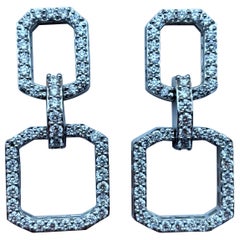 Diamond Drop Earrings 2.48 Carats in 18K White Gold