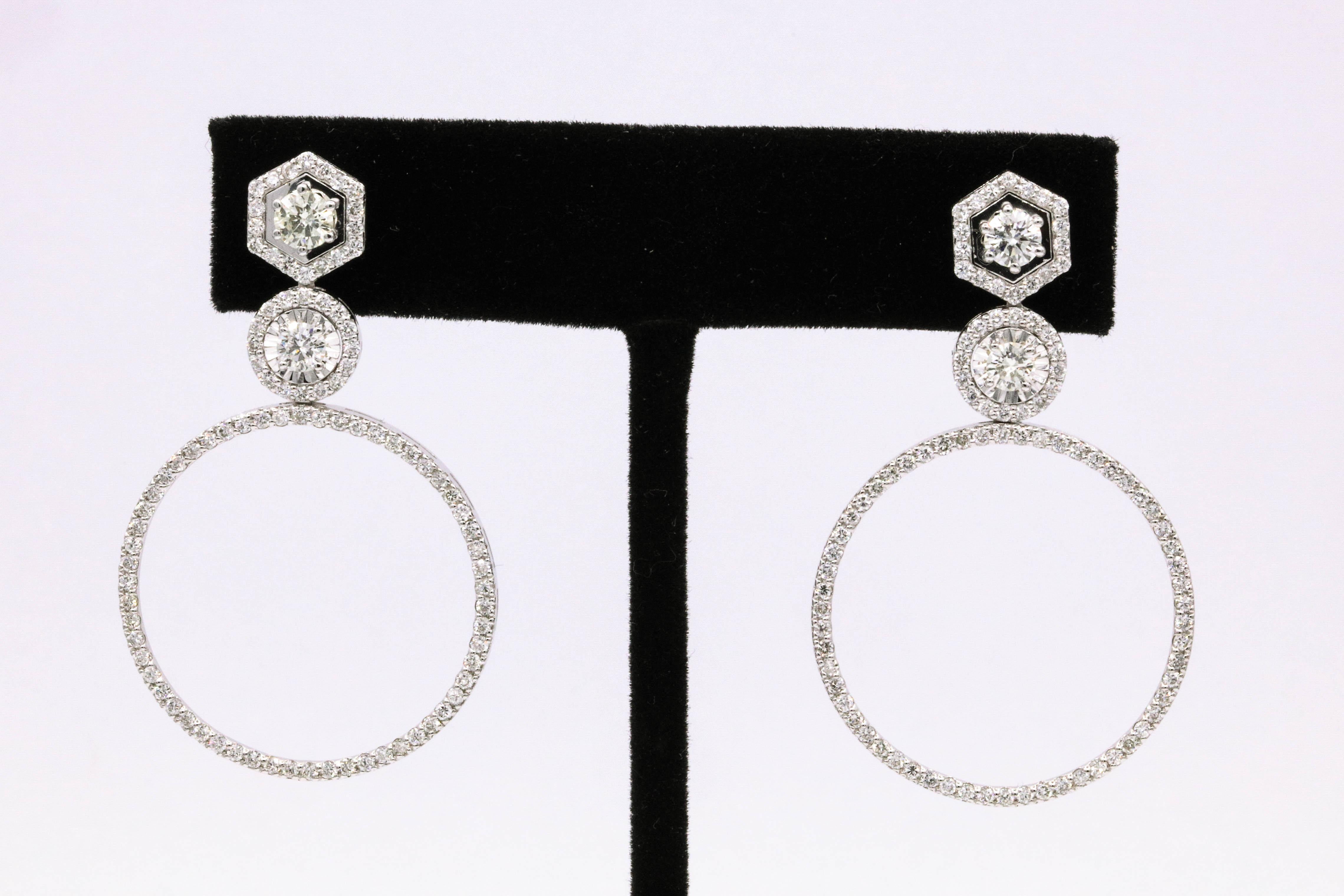 Contemporary Diamond Drop Earrings 2.52 Carat