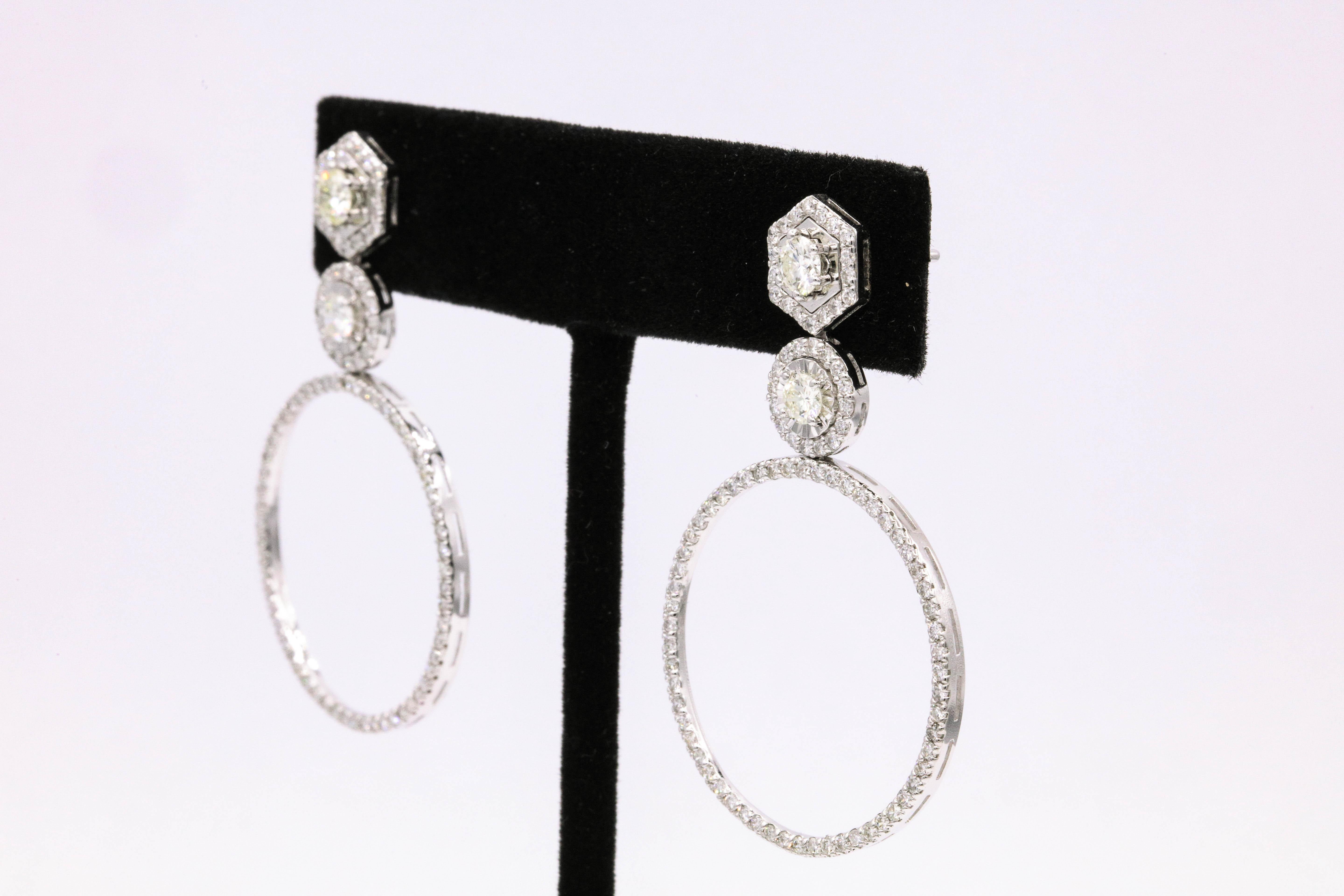 Women's Diamond Drop Earrings 2.52 Carat