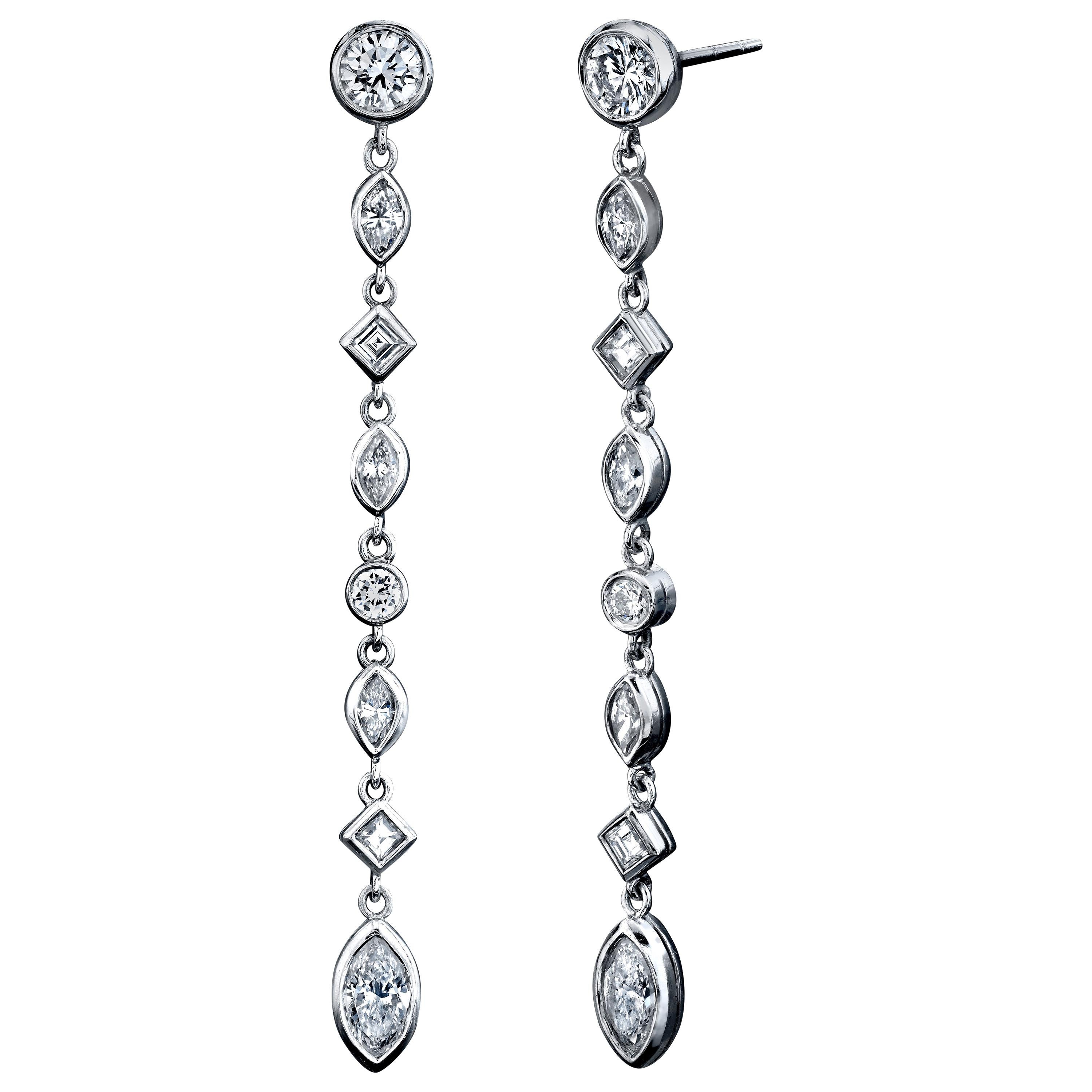 Diamond Drop Earrings 2.75 Carat Platinum For Sale