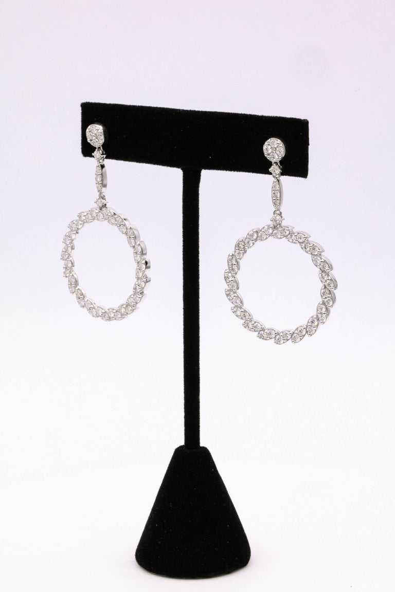Diamond Drop Earrings 3.75 Carat 14 Karat White Gold For Sale at 1stDibs
