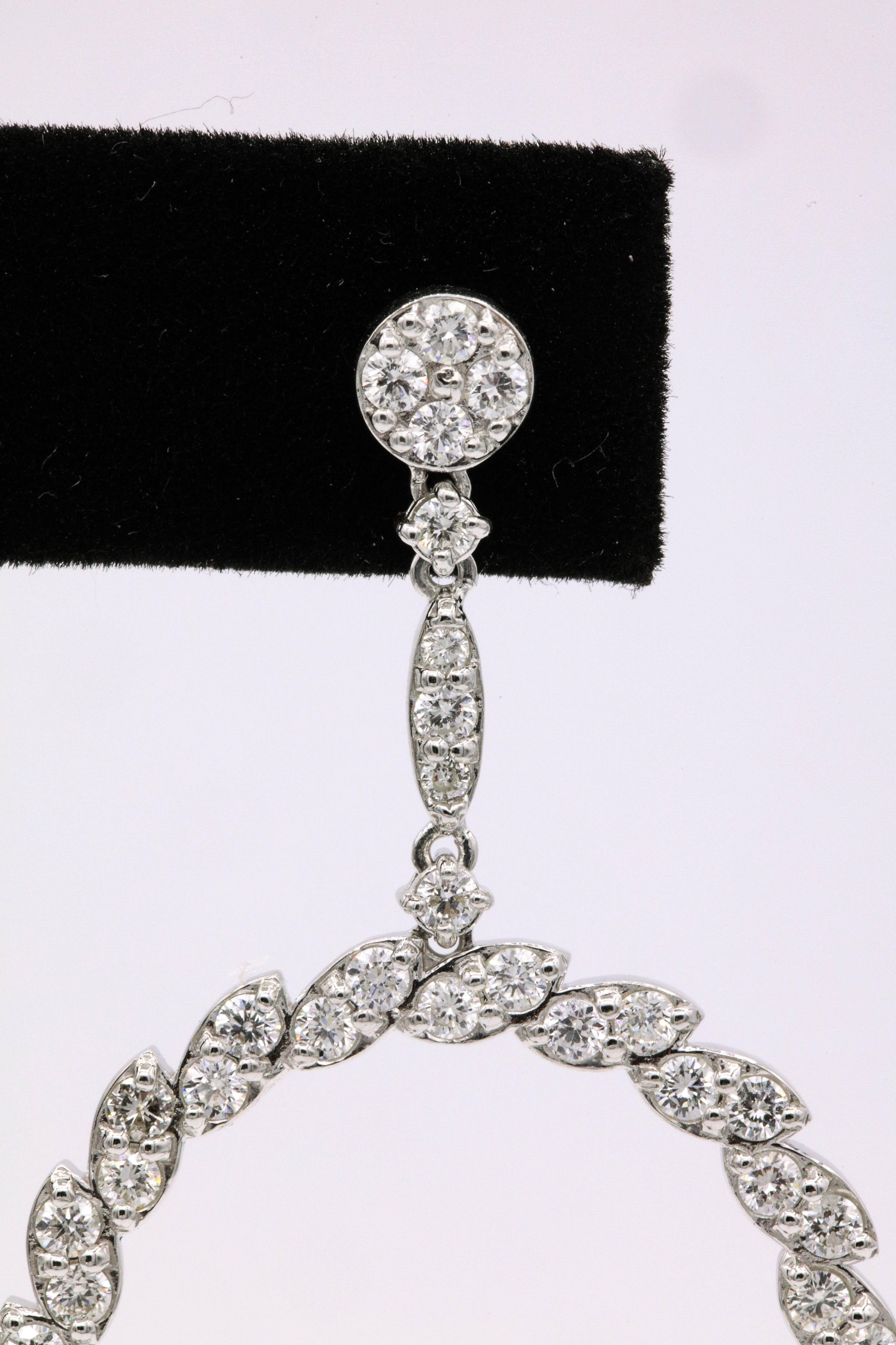 Diamond Drop Earrings 3.75 Carat 14 Karat White Gold In New Condition For Sale In New York, NY
