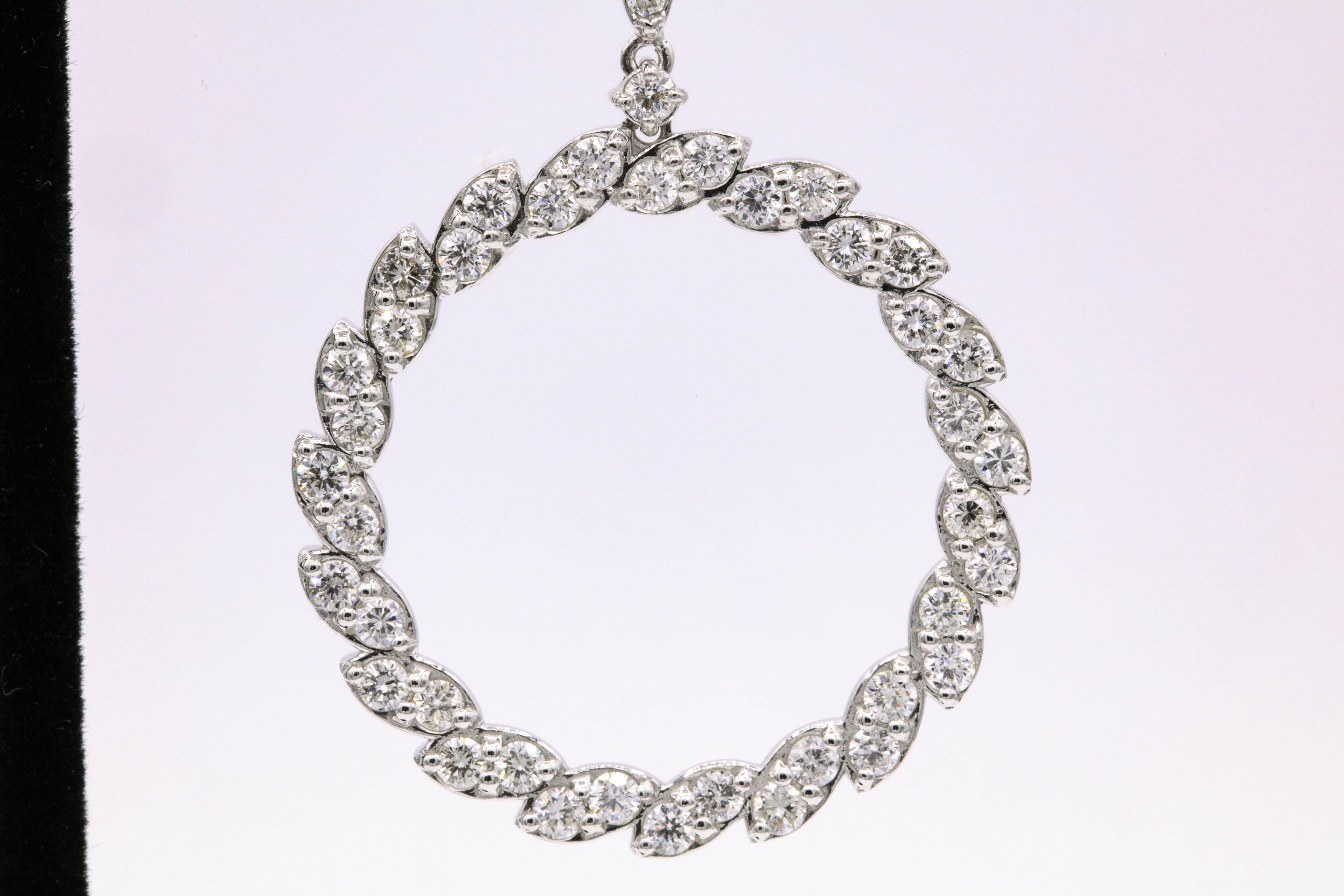Women's Diamond Drop Earrings 3.75 Carat 14 Karat White Gold For Sale