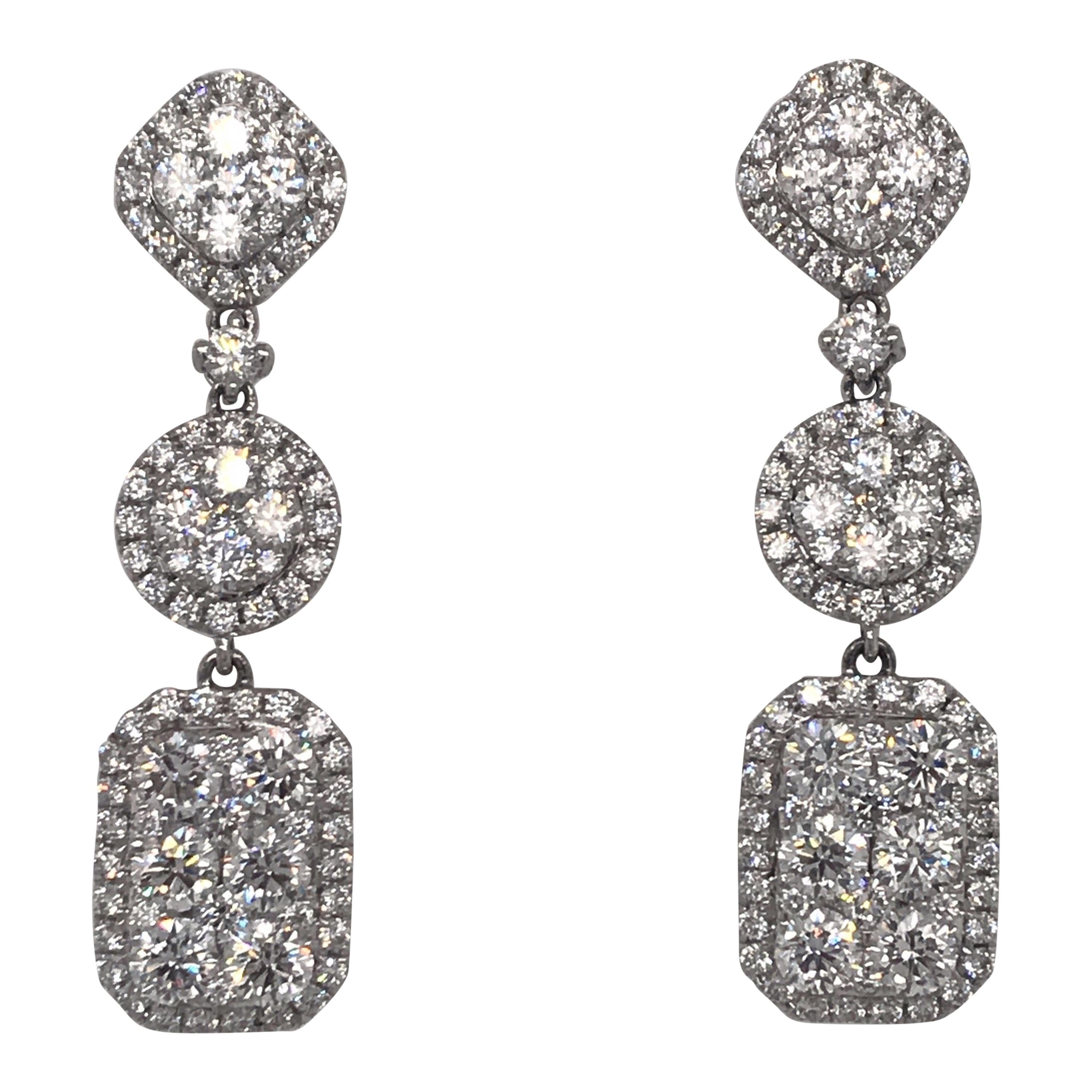 Diamond Drop Earrings 4.35 Carat 18 Karat White Gold