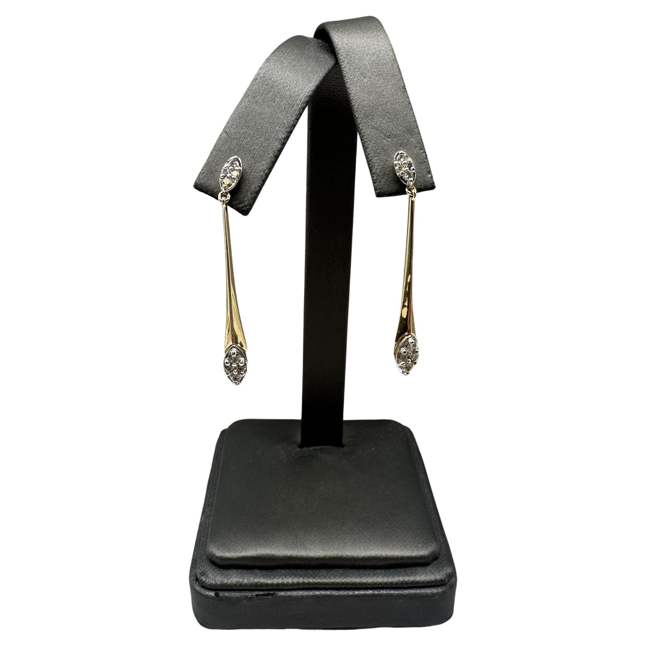 Diamond Drop Earrings in 14kt Yellow Gold - 0.50ctw HI SI, Push Backs, New For Sale