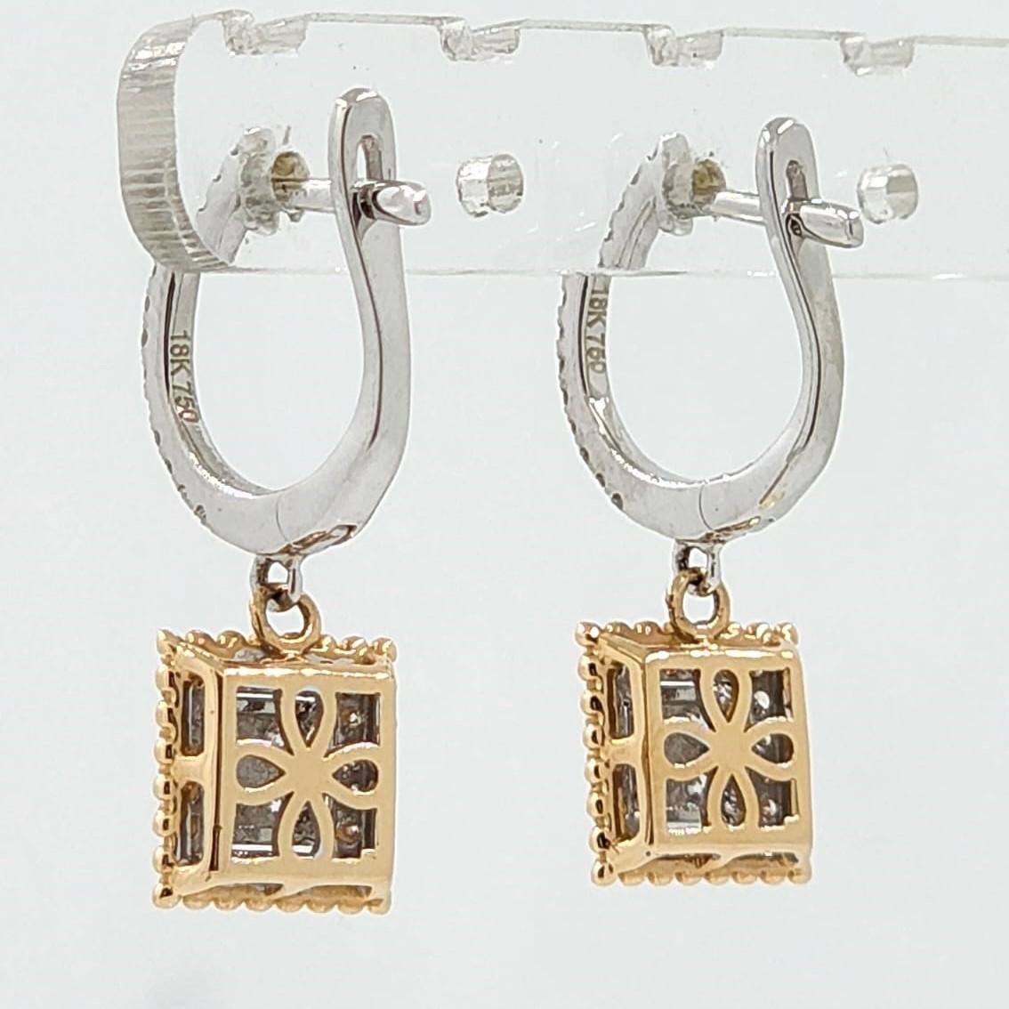 Brilliant Cut 0.73Ct Diamond Drop Earrings in 18 Karat White Gold For Sale