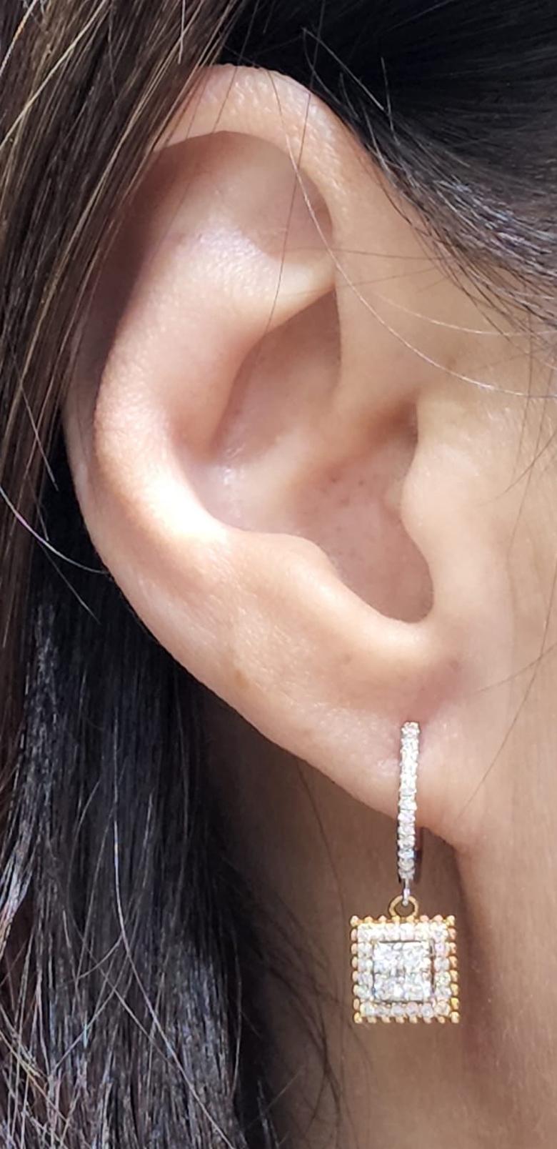 0.73Ct Diamond Drop Earrings in 18 Karat White Gold In New Condition For Sale In Hong Kong, HK