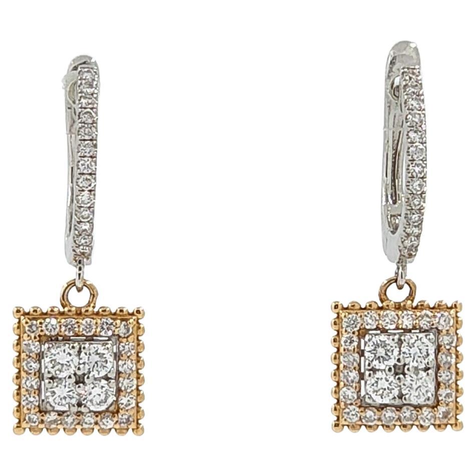 0.73Ct Diamond Drop Earrings in 18 Karat White Gold For Sale