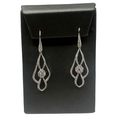 Diamond Drop Earrings in 18kt White Gold - 1.2ctw GH VS/SI Diamonds, Lever Backs