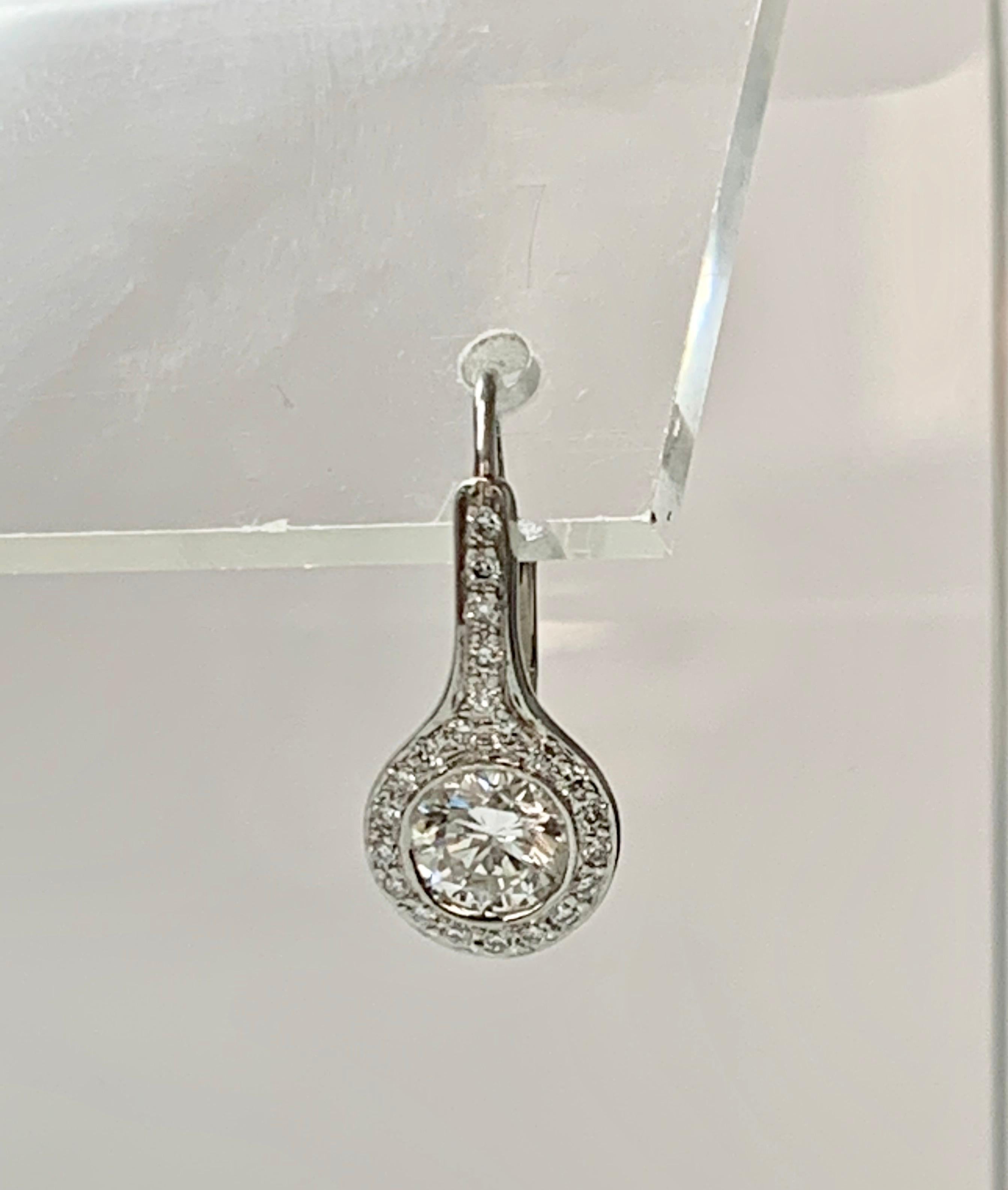 Diamond Drop Earrings in Platinum For Sale 5
