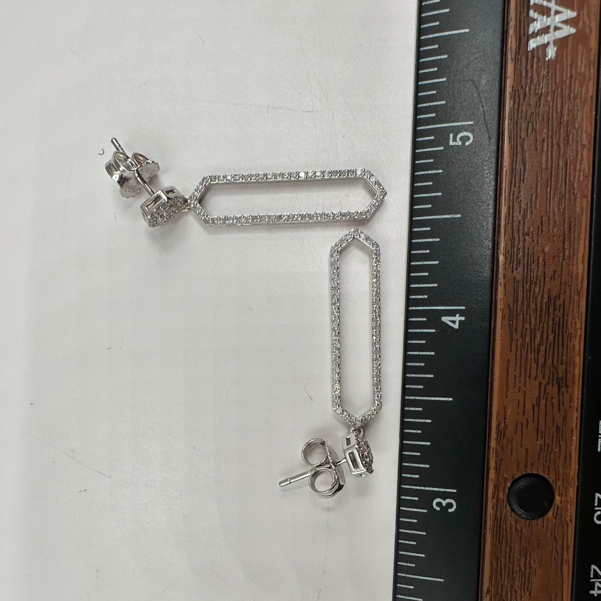 Women's Diamond Drop Earrings in Sterling Silver - 0.50ctw Diamonds, Push Backs, New