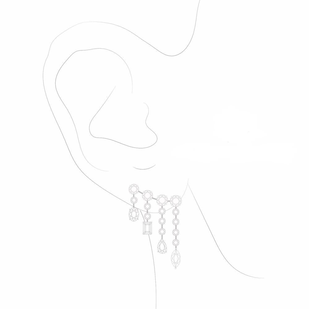 Mixed Cut Diamond Drop Earrings with Fancy Shape Diamonds 3.80 Carat 14 Kt White Gold