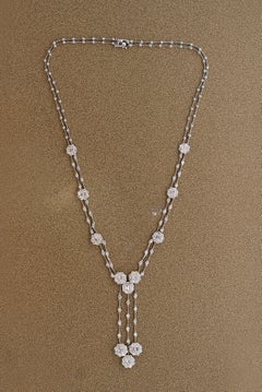 Doppelreihige Diamant-Tropfen-Halskette aus Gold