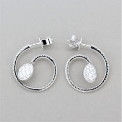 Diamond Drop Gold Spiral Earrings