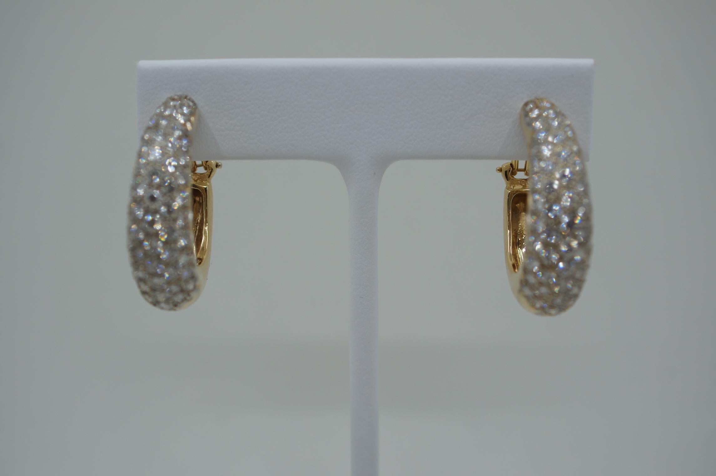 Brilliant Cut Diamond Drop Hoop Earrings 4.64 Carats