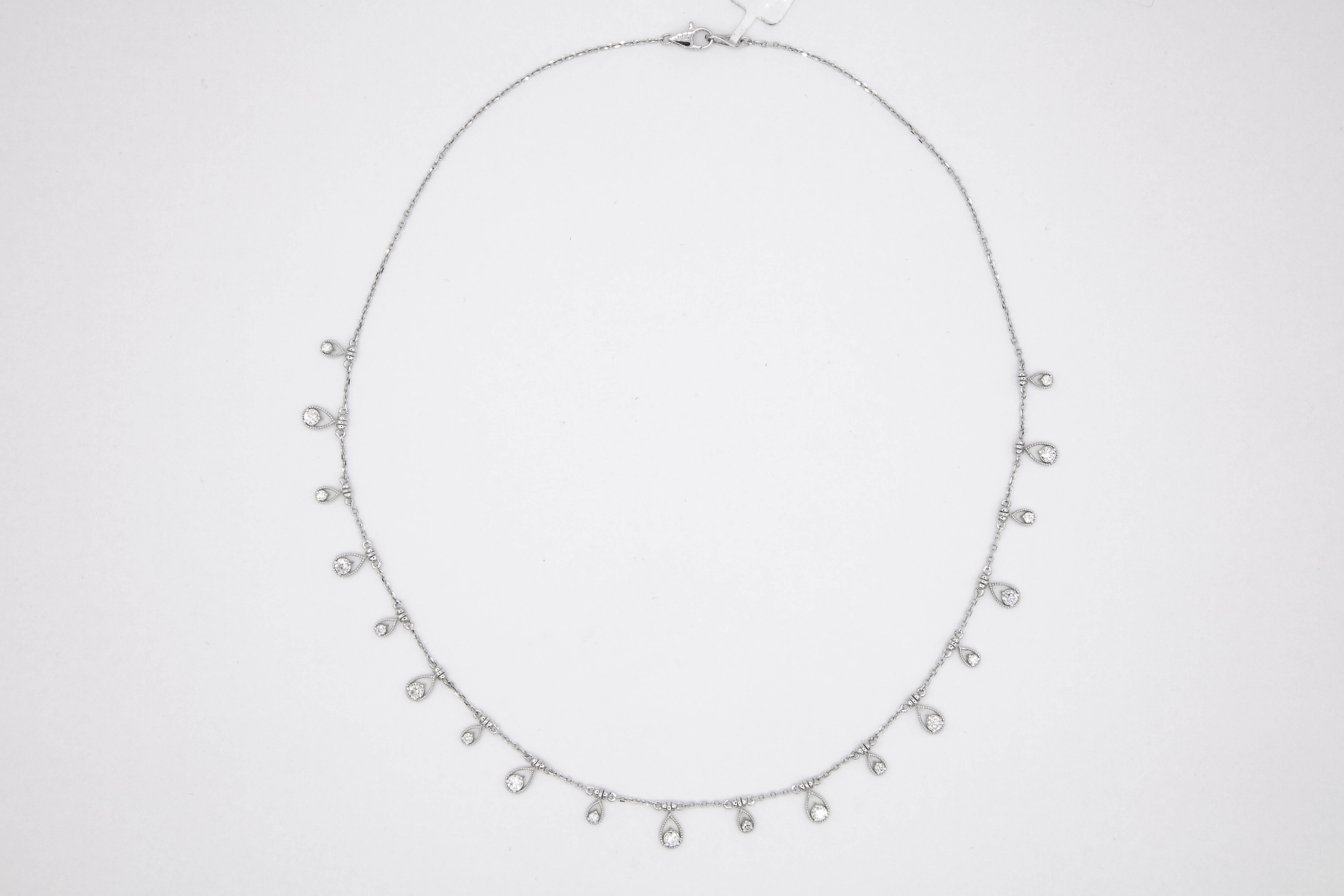 Diamant-Tropfen-Halskette 1,10 Karat Weißgold (Zeitgenössisch)