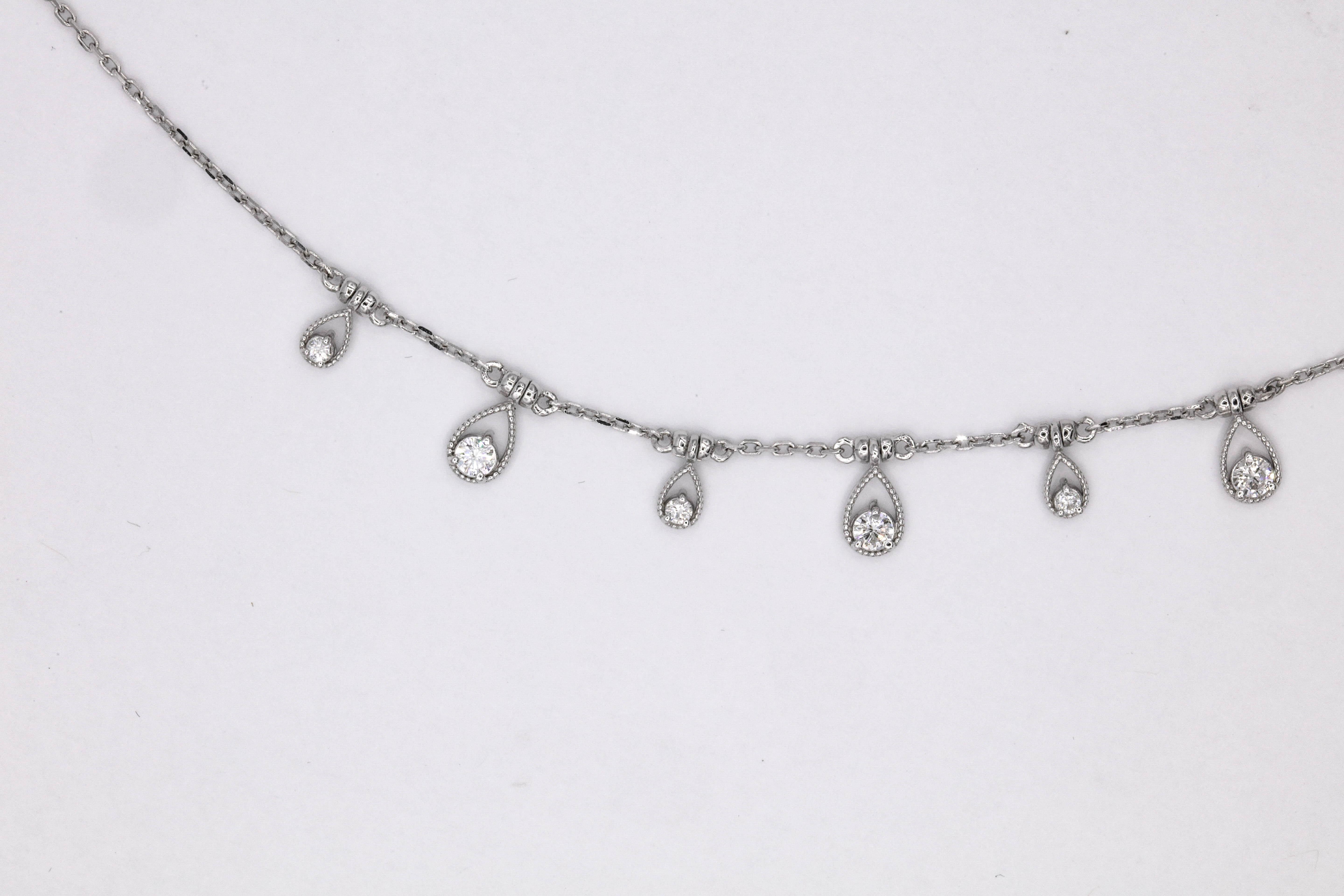 Diamant-Tropfen-Halskette 1,10 Karat Weißgold Damen