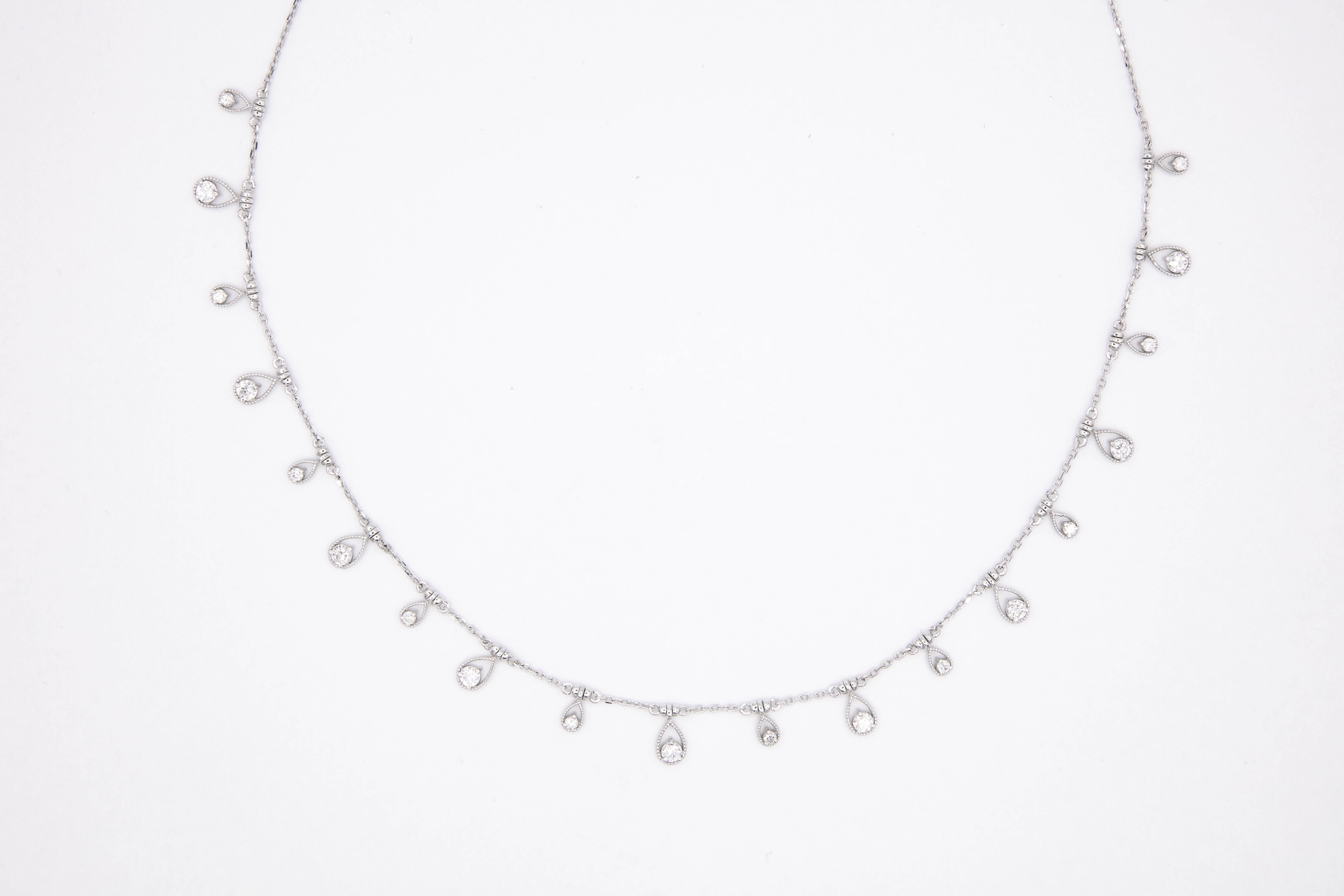 Diamant-Tropfen-Halskette 1,10 Karat Weißgold 3