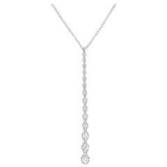 Diamond Drop Necklace, 14 Karat Gold Diamond Station Bar Pendant, NK6361W45JJ