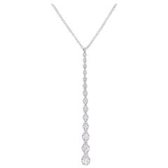 Diamond Drop Necklace, 14 Karat Gold Diamond Station Bar Pendant, NK6361W45JJ