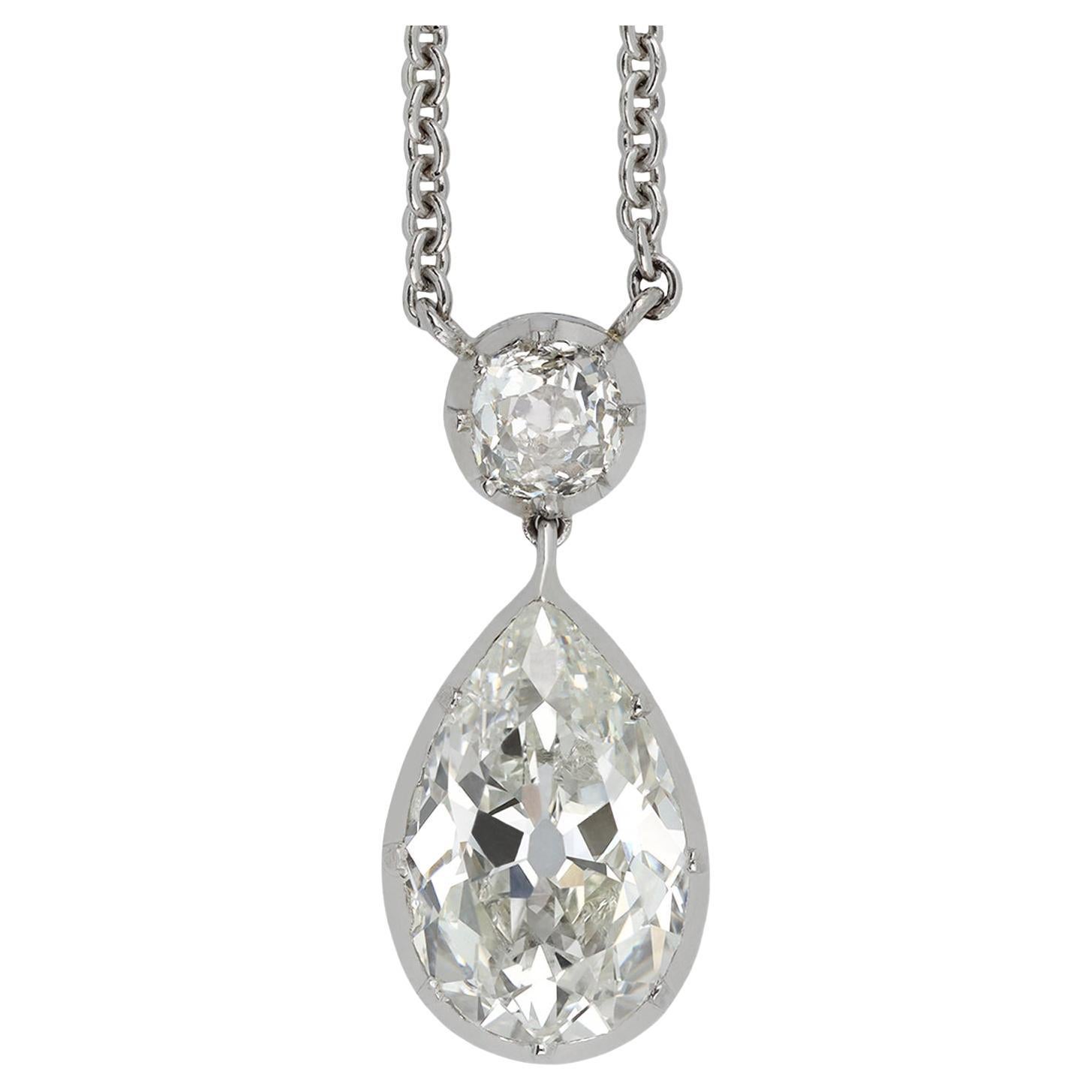 Diamond drop necklace, circa 1920. For Sale