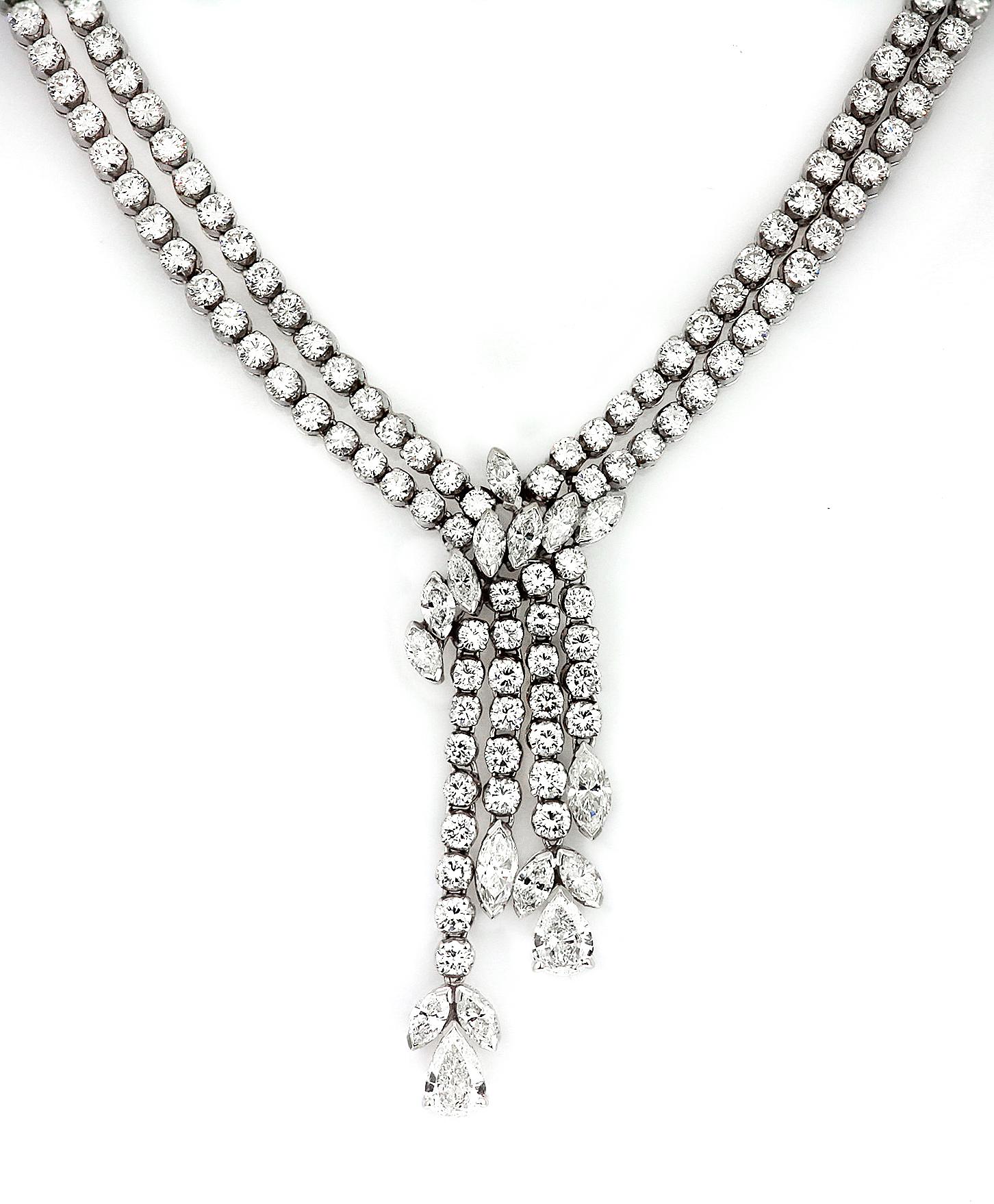 Retro Diamond Drop Necklace/Headpiece, in 18K White Gold