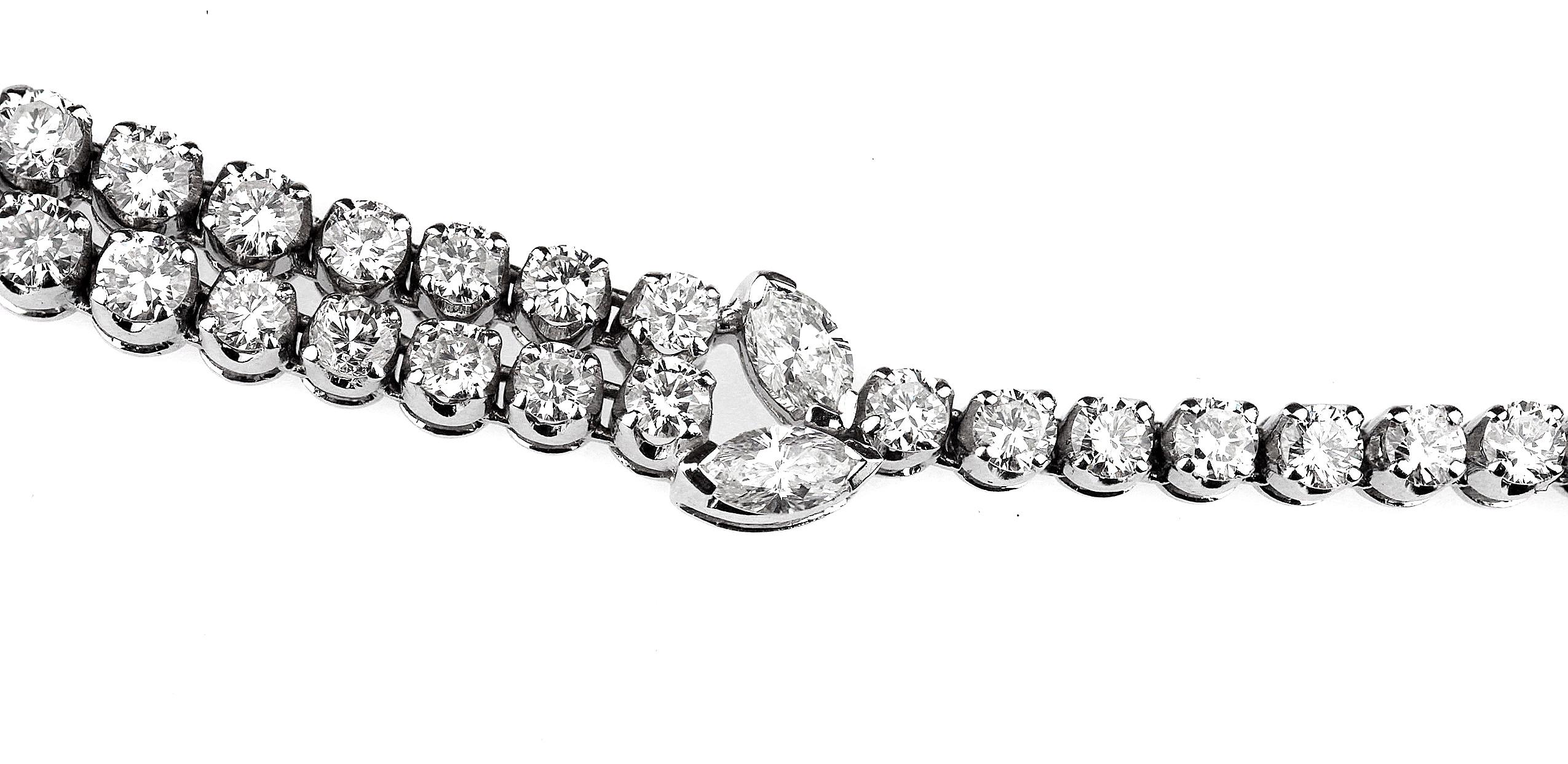 Brilliant Cut Diamond Drop Necklace/Headpiece, in 18K White Gold