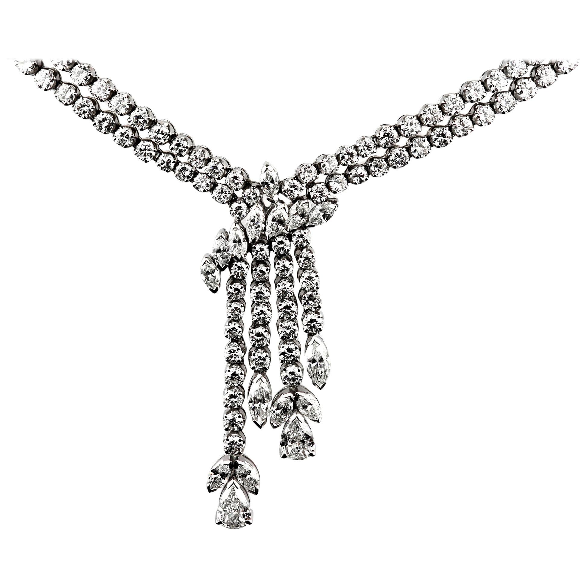 100 Carat Platinum Diamond Drop Necklace For Sale at 1stDibs
