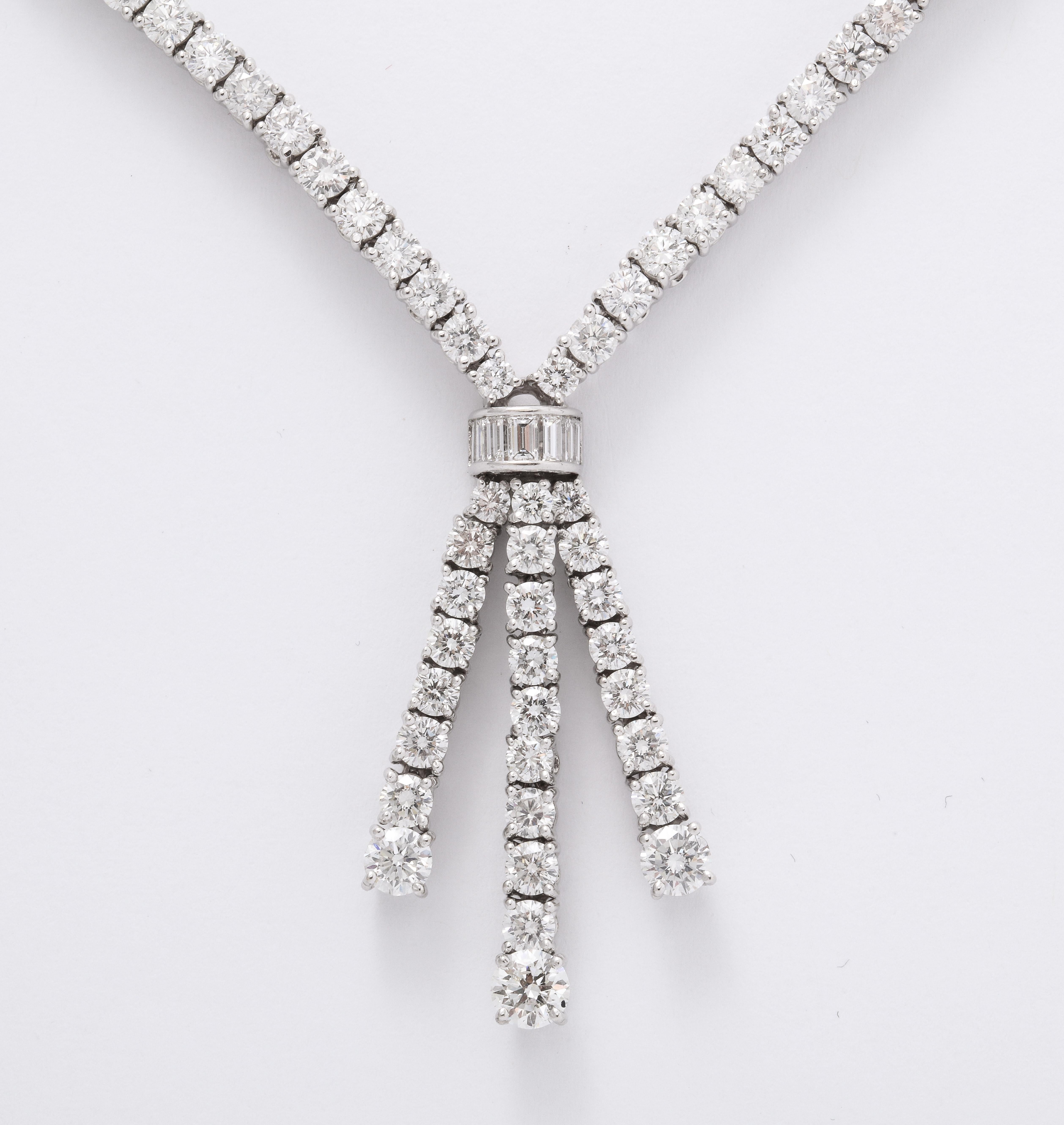 Round Cut Diamond Drop Necklace For Sale