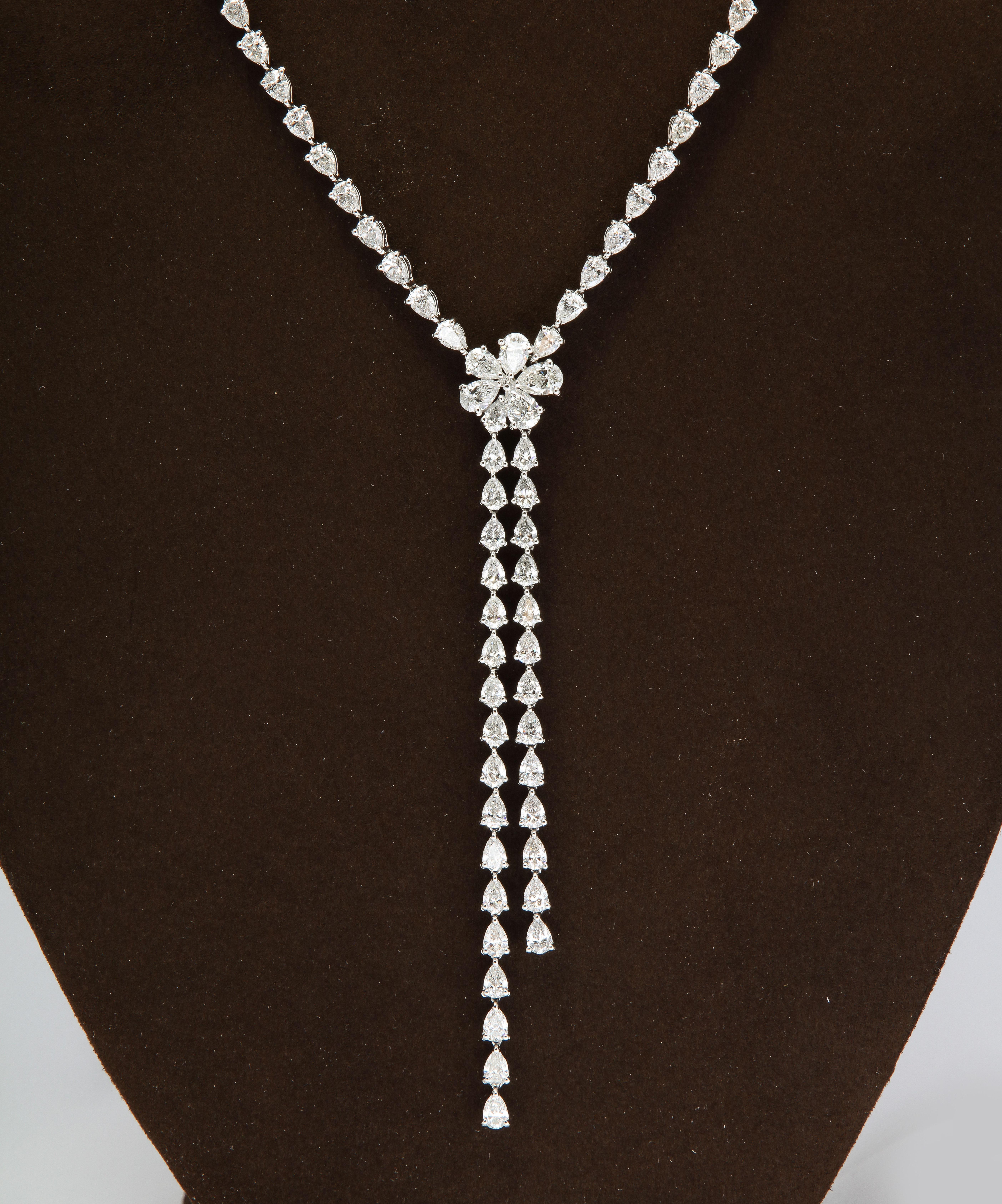 Pear Cut Diamond Drop Necklace  For Sale