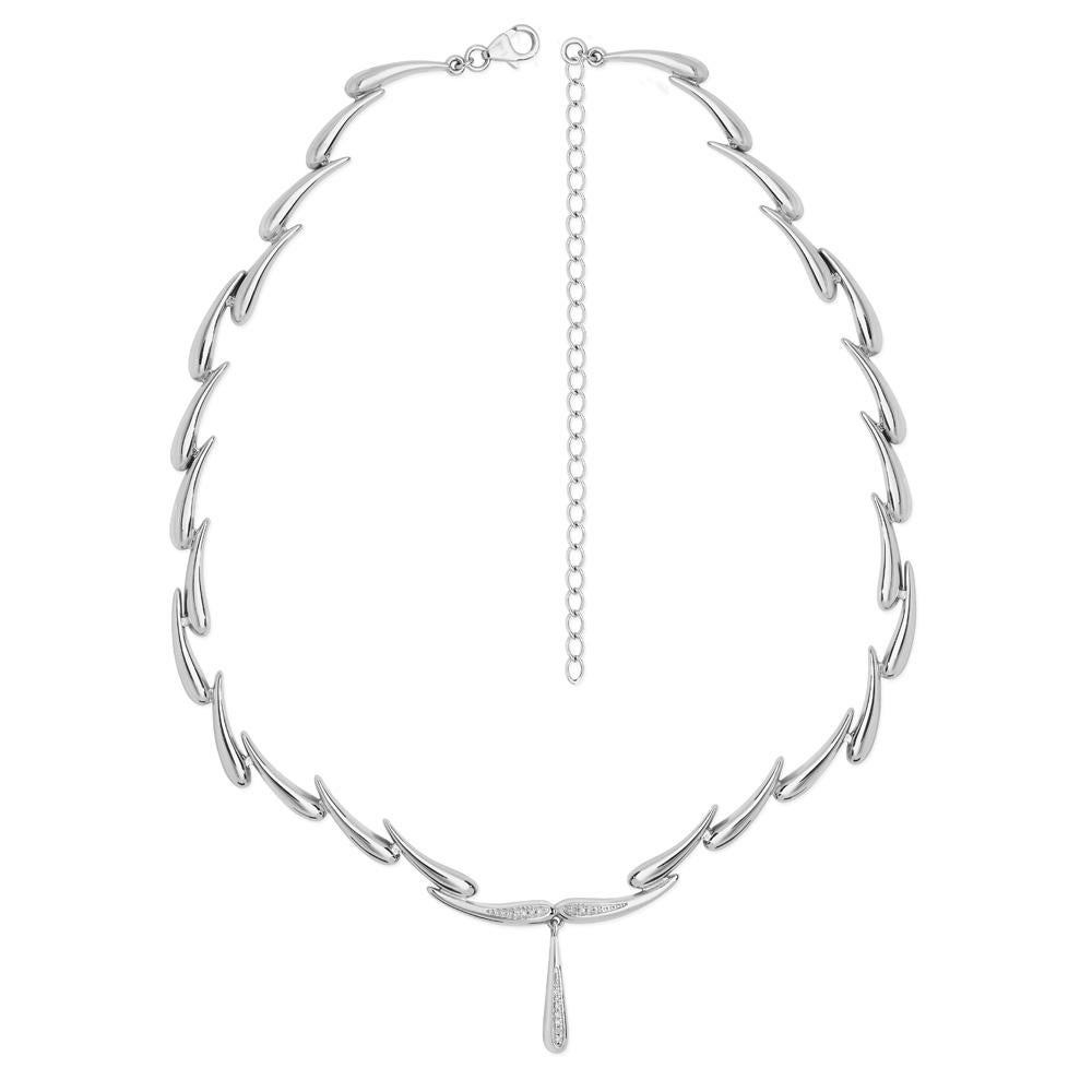 Contemporary Diamond Drop Necklace Sterling Silver For Sale