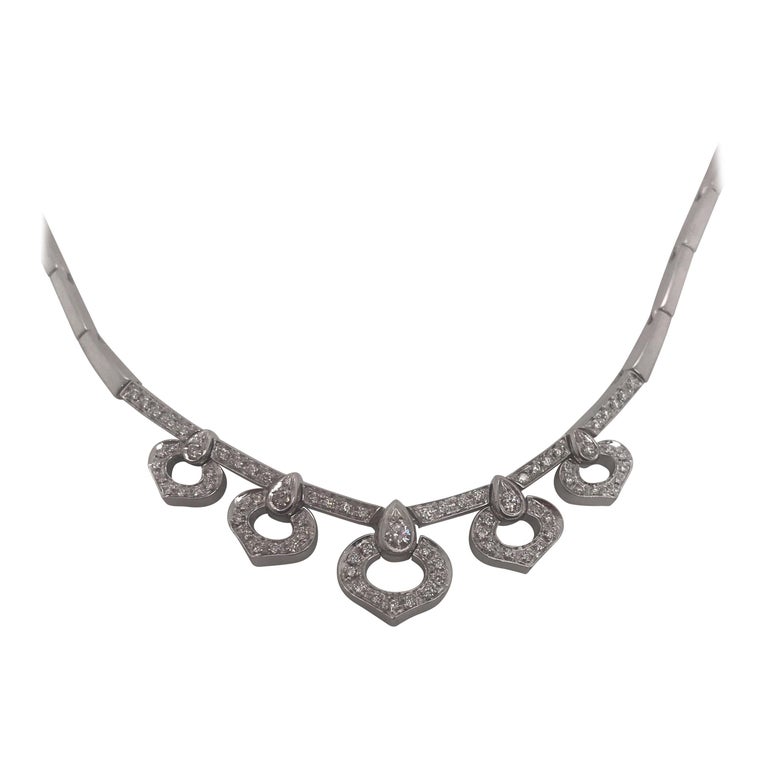 Diamond Drop Necklaces 1 Carat 14 Karat White Gold For Sale at 1stDibs